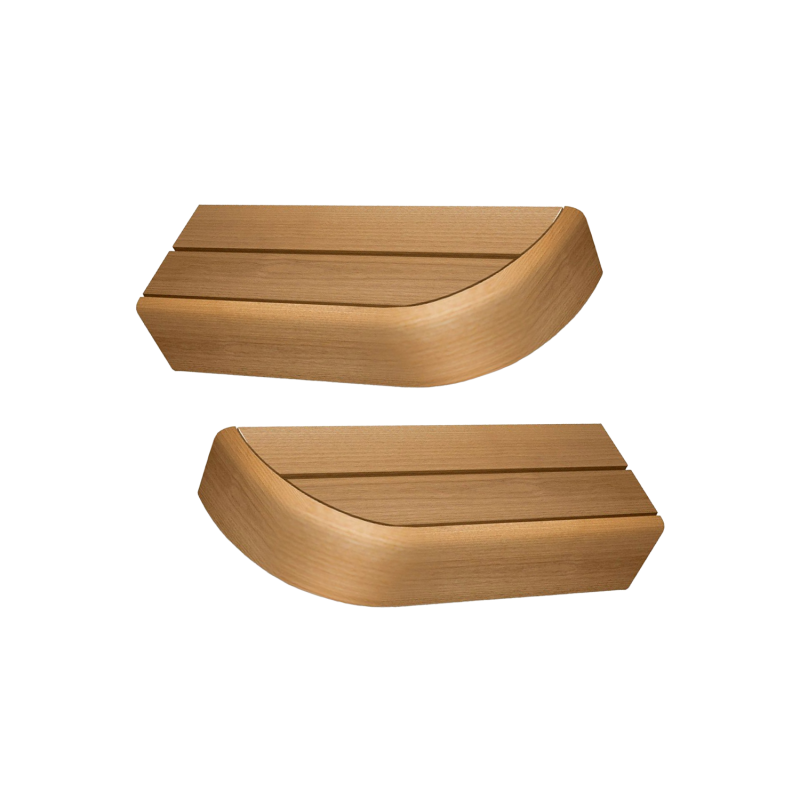 End bench element for modular sauna benches, Thermo aspen