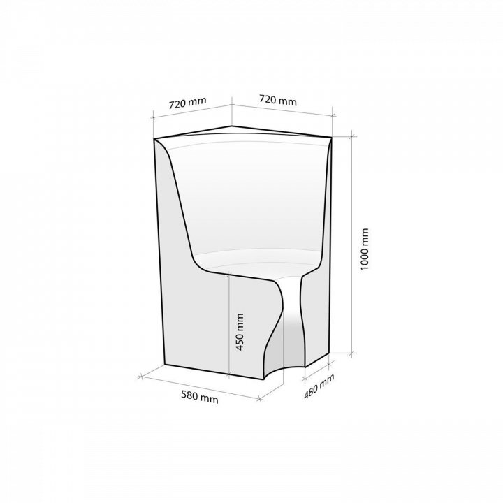 Steam sauna seat V-4, corner seat