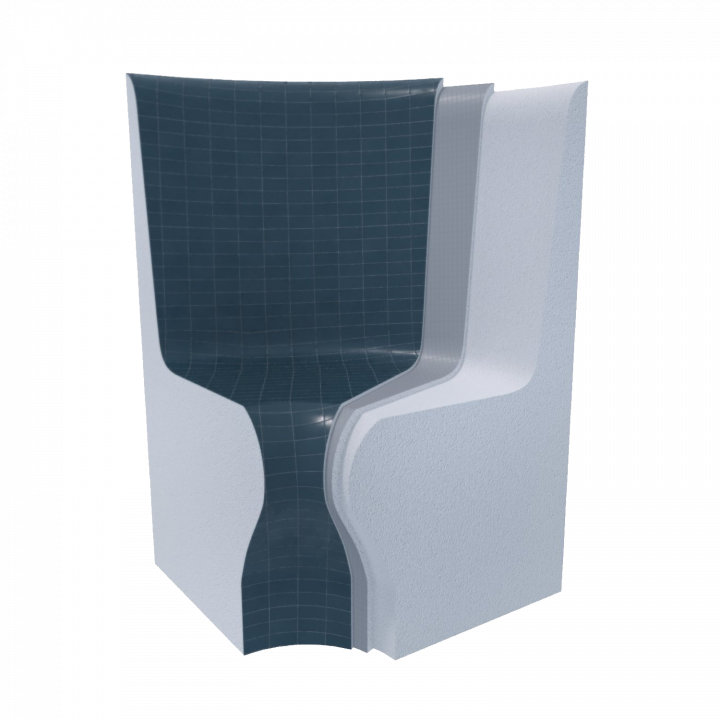 Steam sauna seat V-4, corner seat