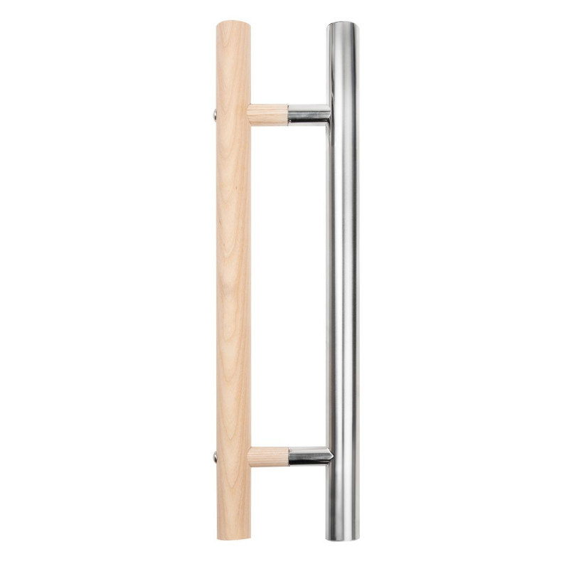 Harvia sauna door handle, wood and stainless steel, 600 mm