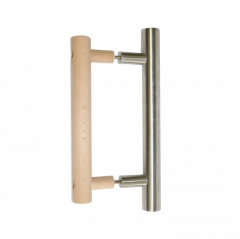 Harvia door handle, wood and stainless steel