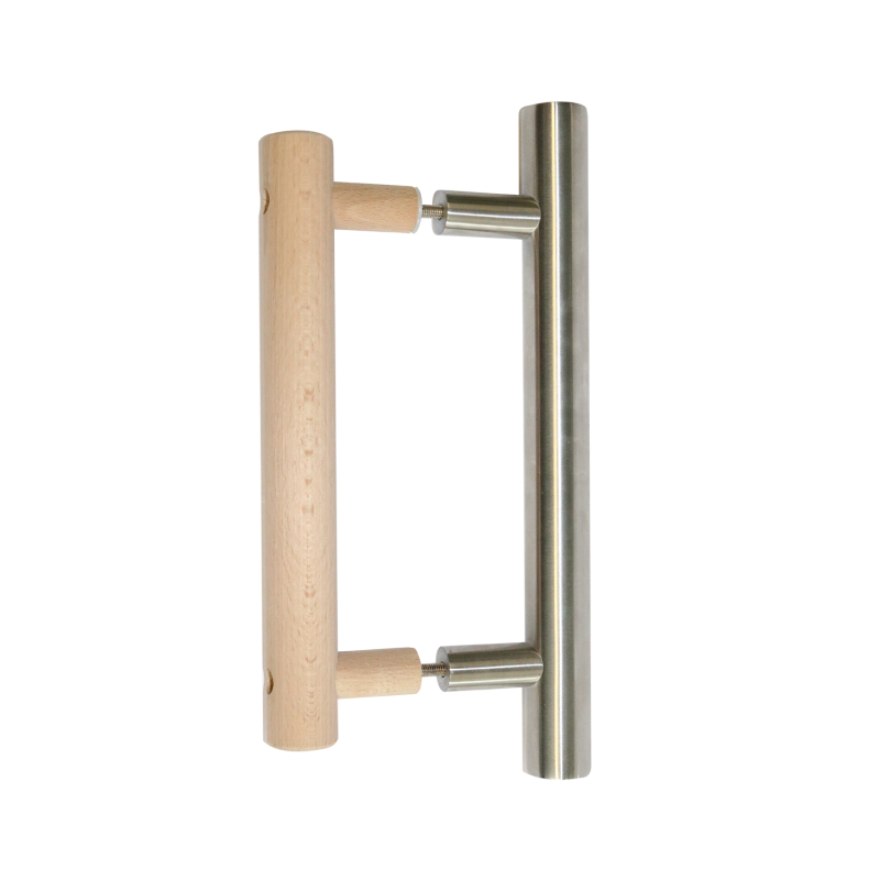 Harvia door handle, wood / stainless steel