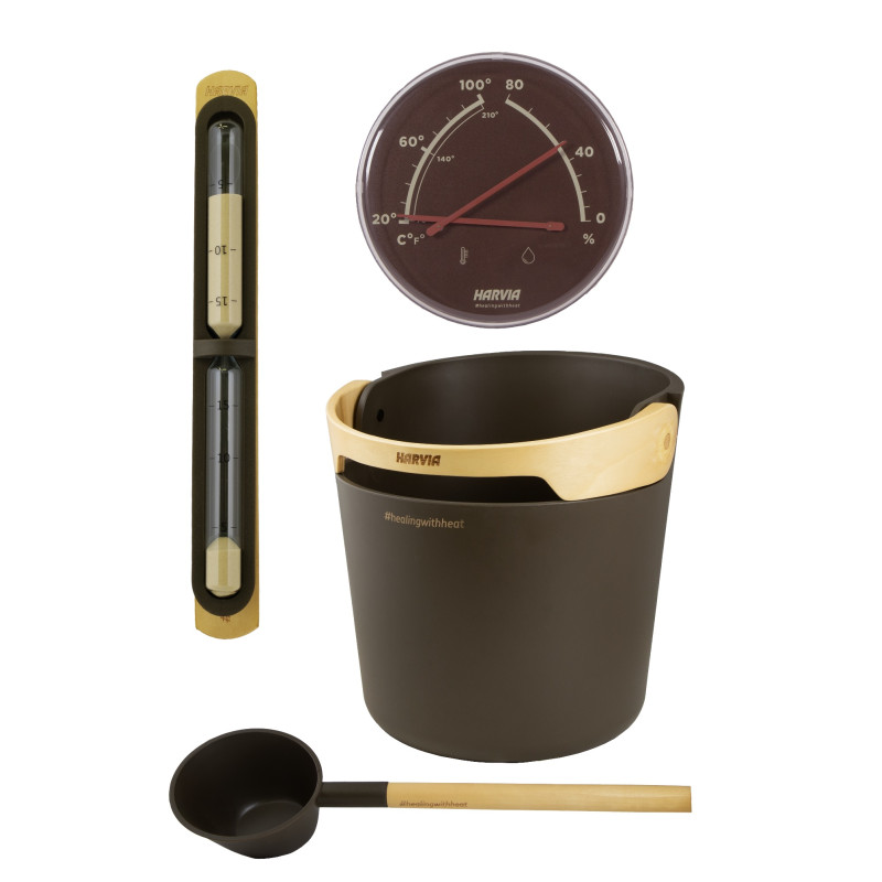 HARVIA Helmi sauna accessories set, Chocolate Brown