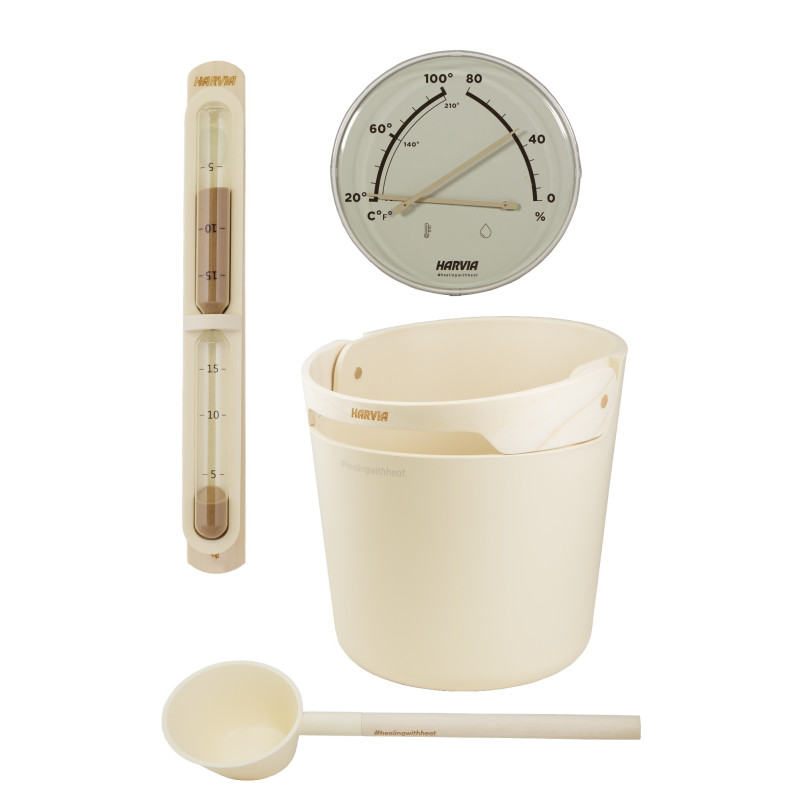 HARVIA Helmi sauna accessories set, Ivory