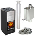 Sauna woodburning stove HARVIA M3 set, stones, chimney, water heater - 0