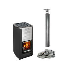 Sauna woodburning stove HARVIA M3 set, stones, chimney 