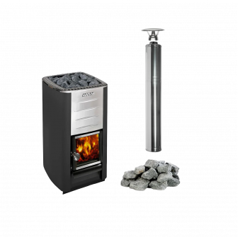Sauna woodburning stove HARVIA M3 set, stones, chimney