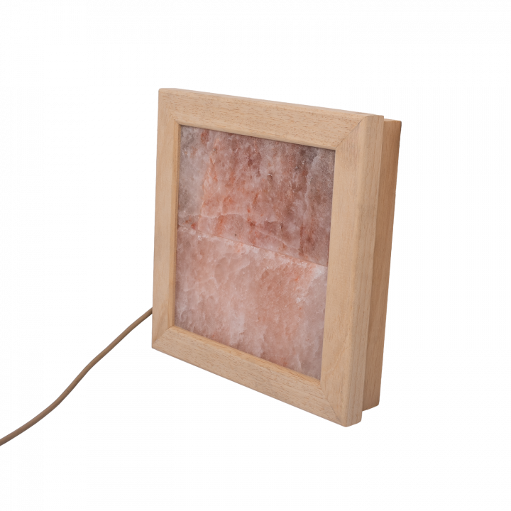 Himalayan salt light LED, abachi wood