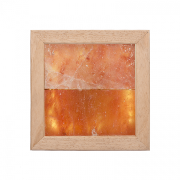 Himalayan salt light LED, abachi wood