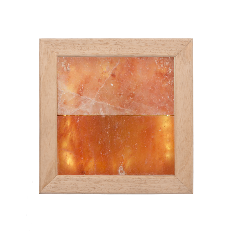 Himalayan salt light LED, abachi wood