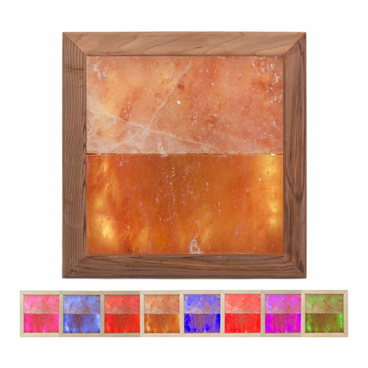 Himalayan salt light LED RGB, cedar wood