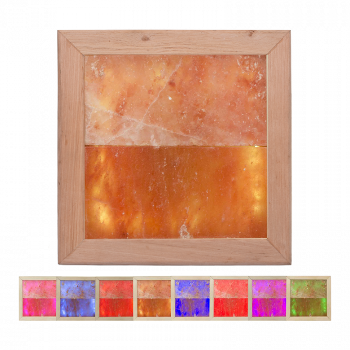 Himalayan salt light LED RGB, black alder wood