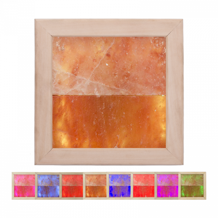 Himalayan salt light LED RGB, linden wood