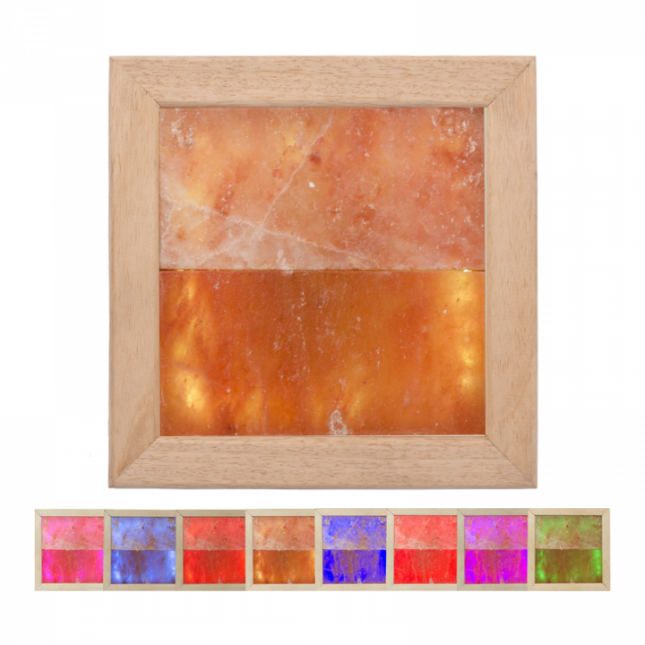 Himalayan salt light LED RGB, abachi wood