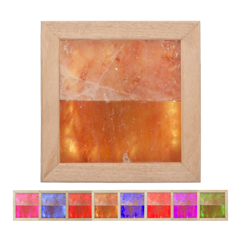 Himalayan salt light LED RGB, abachi wood