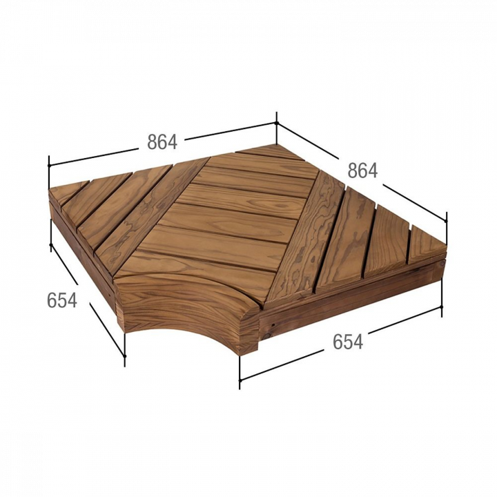 Corner module for modular sauna benches, pine 654x654 mm