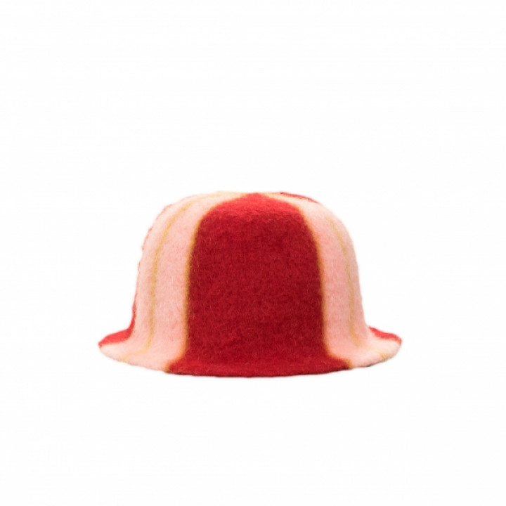 Sauna hat - Striped, red, white, yellow