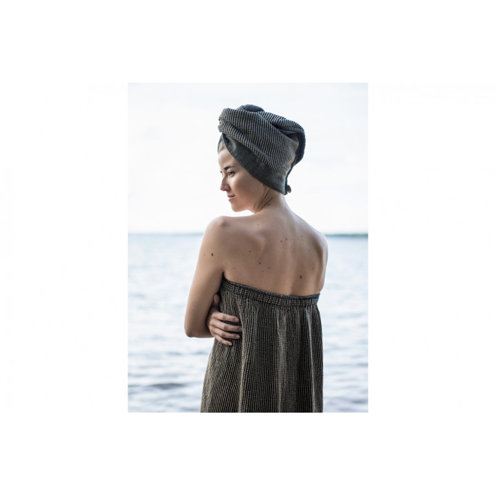 Gift set in a gift box RENTO KENNO FOR HER. Hair towel and apron, brown