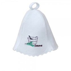 Sauna hat - SAUNA with a white tub and scoop  Sauna hat - SAUNA with a white tub and scoop