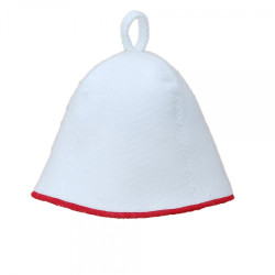 Sauna hat - White with a red stripe  Sauna hat - White with a red stripe