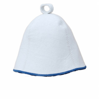 Sauna hat - White with a blue stripe