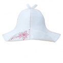Sauna hat - white, with a red flower - 0 Sauna hat - white, with a red flower - 0