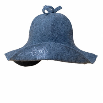 Sauna hat - gray, with a silver flower