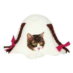 Sauna hat - Kitty with pigtails  Sauna hat - Kitty with pigtails