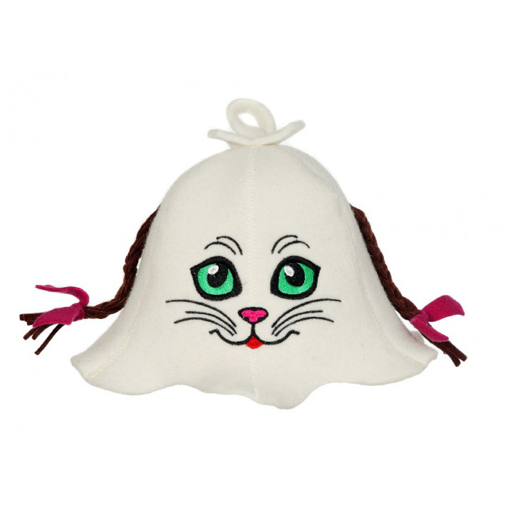 Sauna hat - Cat with pigtails