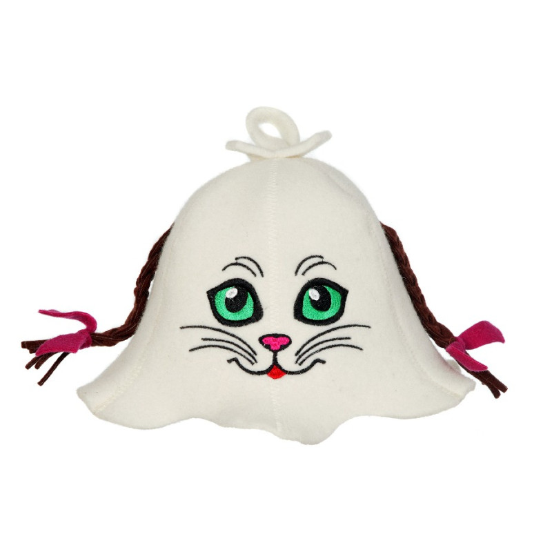 Sauna hat - Cat with pigtails