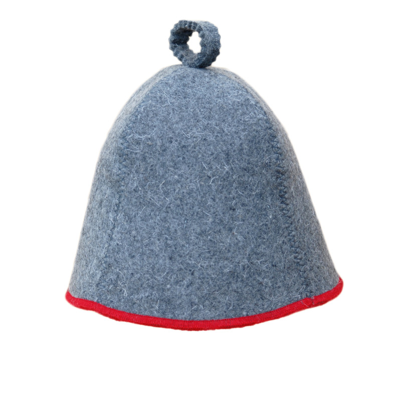 Sauna hat - Gray with a red stripe