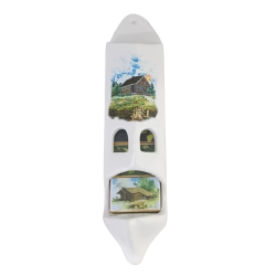 Ceramic matchbox holder with 5 matchboxes 