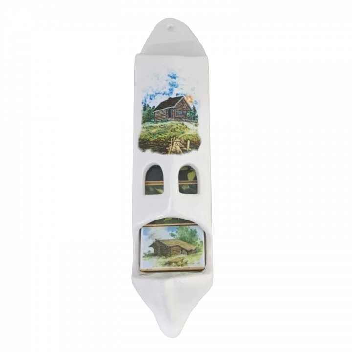 Ceramic matchbox holder with 5 matchboxes