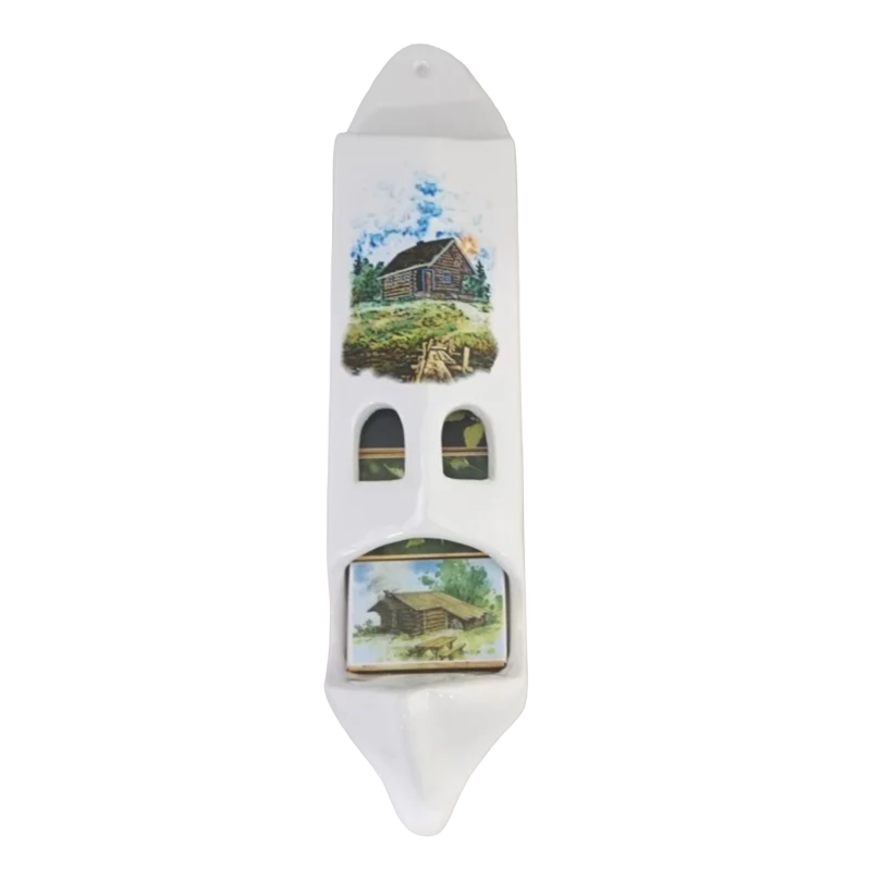 Ceramic matchbox holder with 5 matchboxes