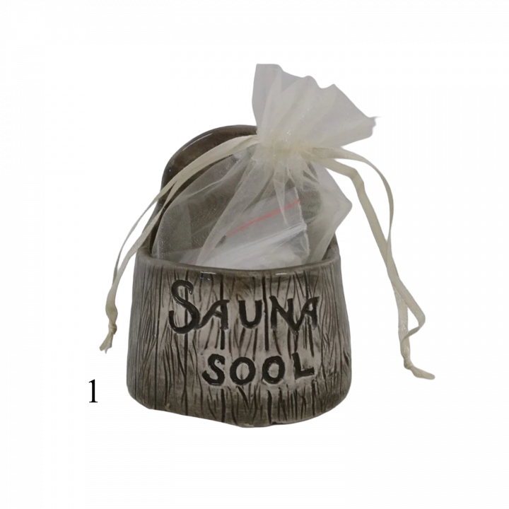 Ceramic salt container for sauna - dark 120 ml, model 1