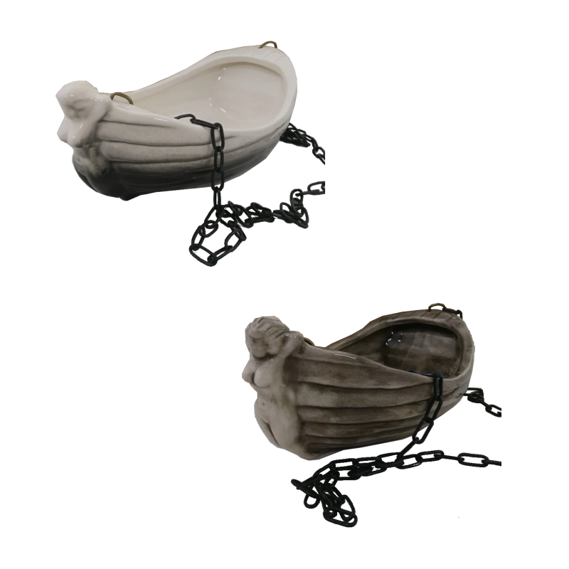 Ceramic container for scents - boat with girl