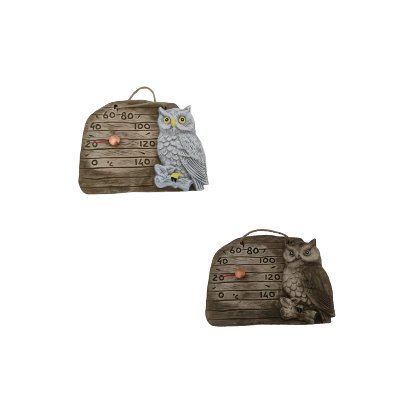 Ceramic sauna thermometer - owl on a branch