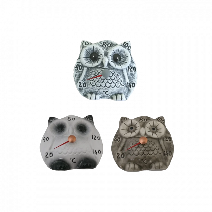 Ceramic sauna thermometer - owl
