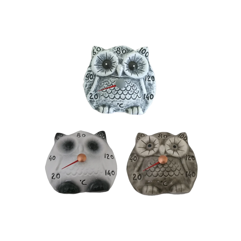 Ceramic sauna thermometer - owl