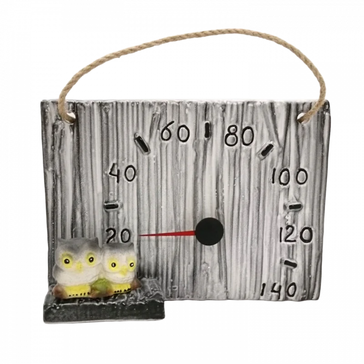 Ceramic sauna thermometer - owls