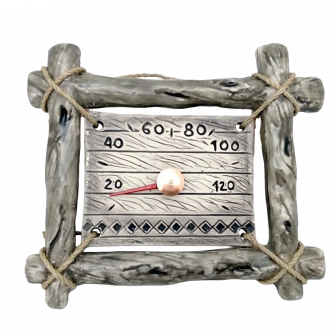 Ceramic sauna thermometer - in a twig frame