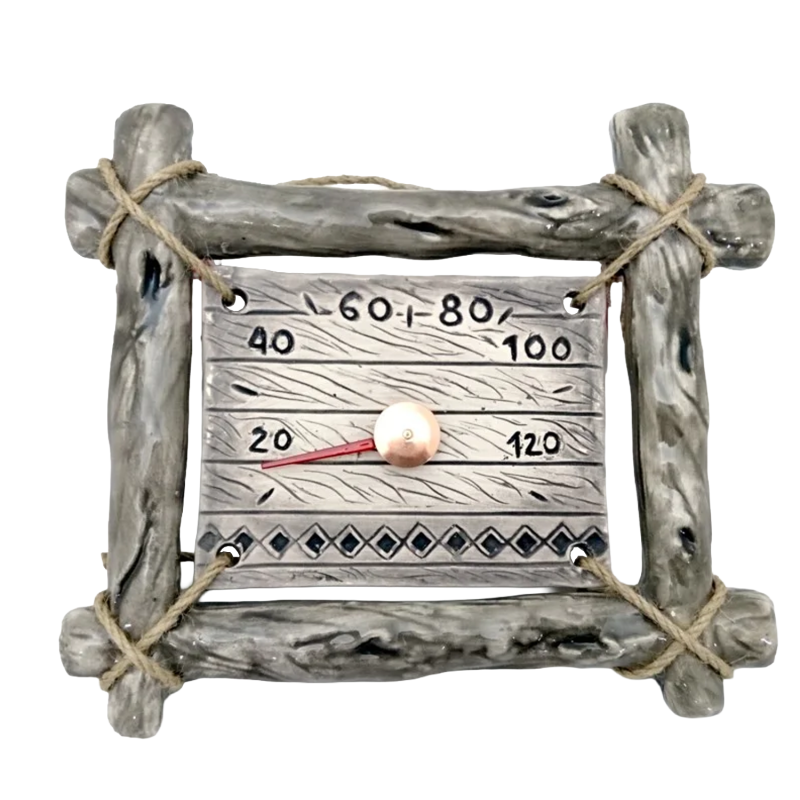 Ceramic sauna thermometer - in a twig frame