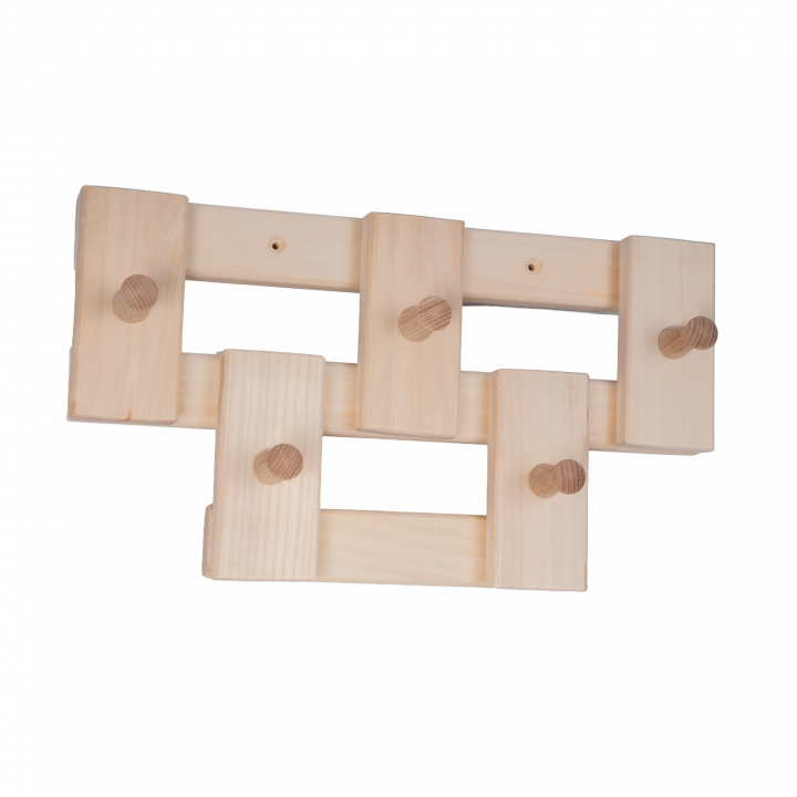 Linden wood hanger with 5 hooks