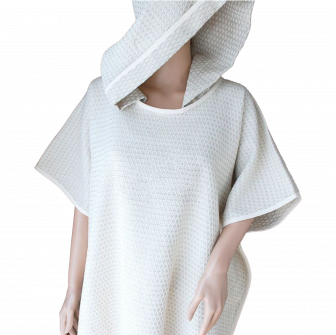 Linen poncho towel with hood