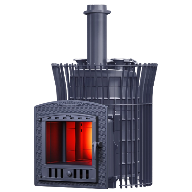 Wood-burning sauna stove GEFEST - Avangard ZK Uragan 25 (P2) in tulip grid