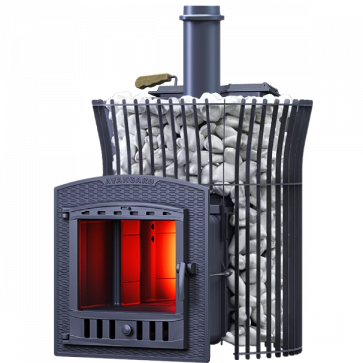 Wood-burning sauna stove GEFEST - Avangard ZK Uragan 25 (P2) in tulip grid