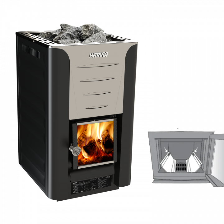 Wood-burning sauna stove - HARVIA 20 PRO BimSchV2, black