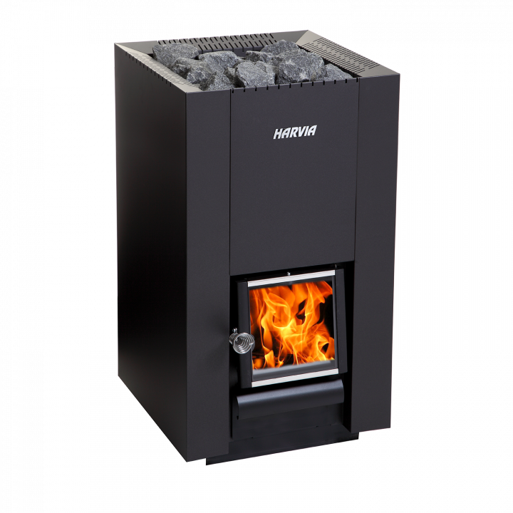 Wood-burning sauna stove - HARVIA Linear 22 BimSchV2, black