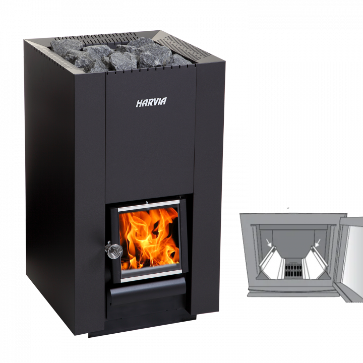 Wood-burning sauna stove - HARVIA Linear 22 BimSchV2, black