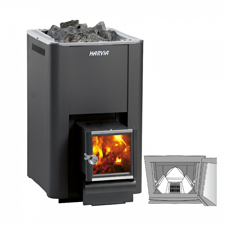 Wood-burning sauna stove - Harvia Pro 20 SL BimSchV2 black